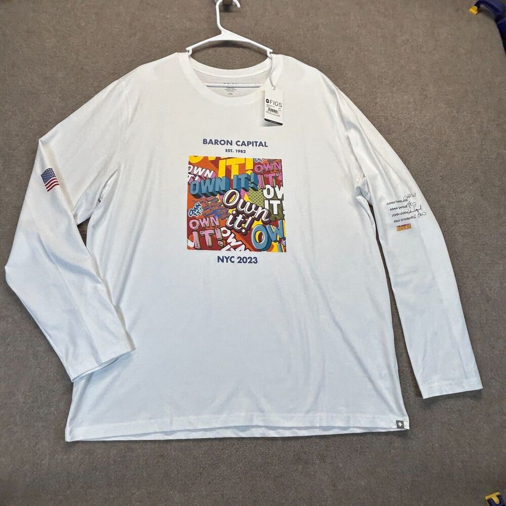 FIGS Long Sleeve T Shirt Women's 2XL White Super Soft Baron Capital 2023 NEW